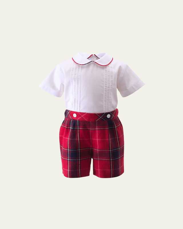 Boy's Tartan Shirt & Shorts Set, Size 6M-24